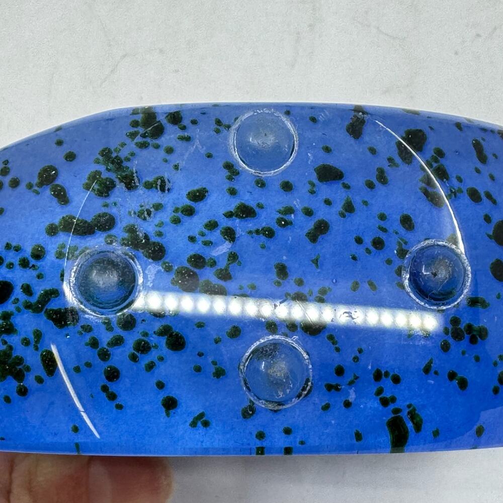 SBC Hand Blown Art Glass Blue Vortex Paper Weight Signed - Picture 6 of 7